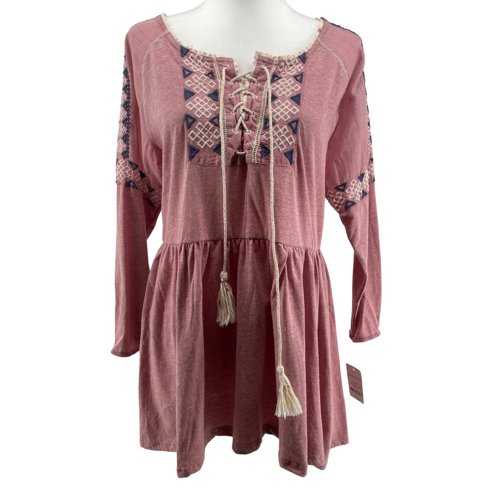 Hannah Peasant Top Womens Small Dusty Pink Embroidered Boho Cottage Country